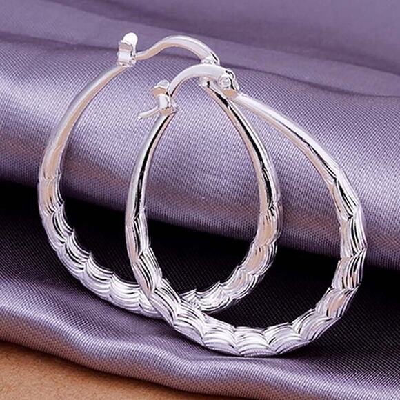 Rygai 925 Sterling Silver U Shape Hoop Dangle Earrings for Women - Picture 4 of 5